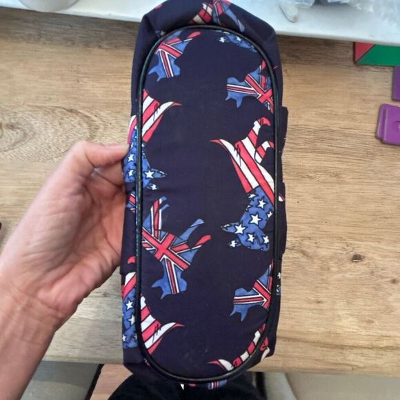 Betsy Johnson patriotic dog red white and blue printed makeup case cosmetic case - Picture 6 of 7